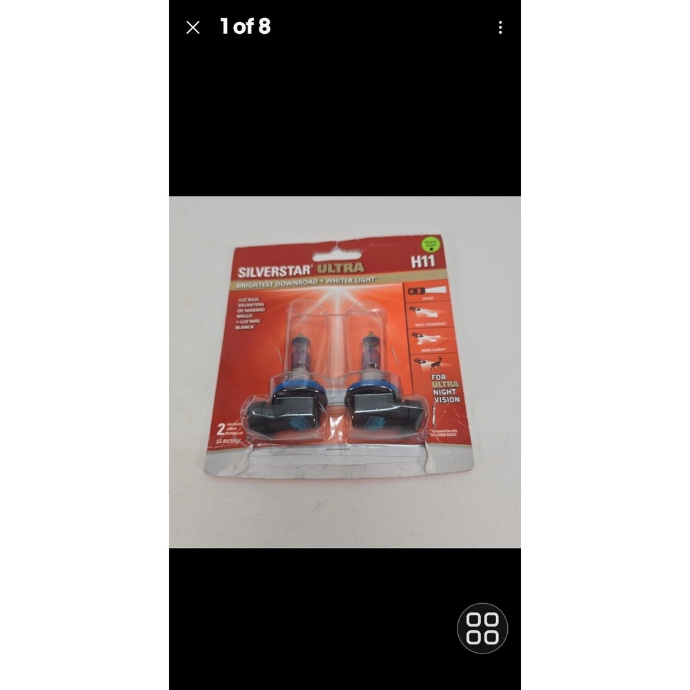 SYLVANIA SilverStar Ultra H11 55W Halogen Headlight Bulbs 2-Pack White Light NEW